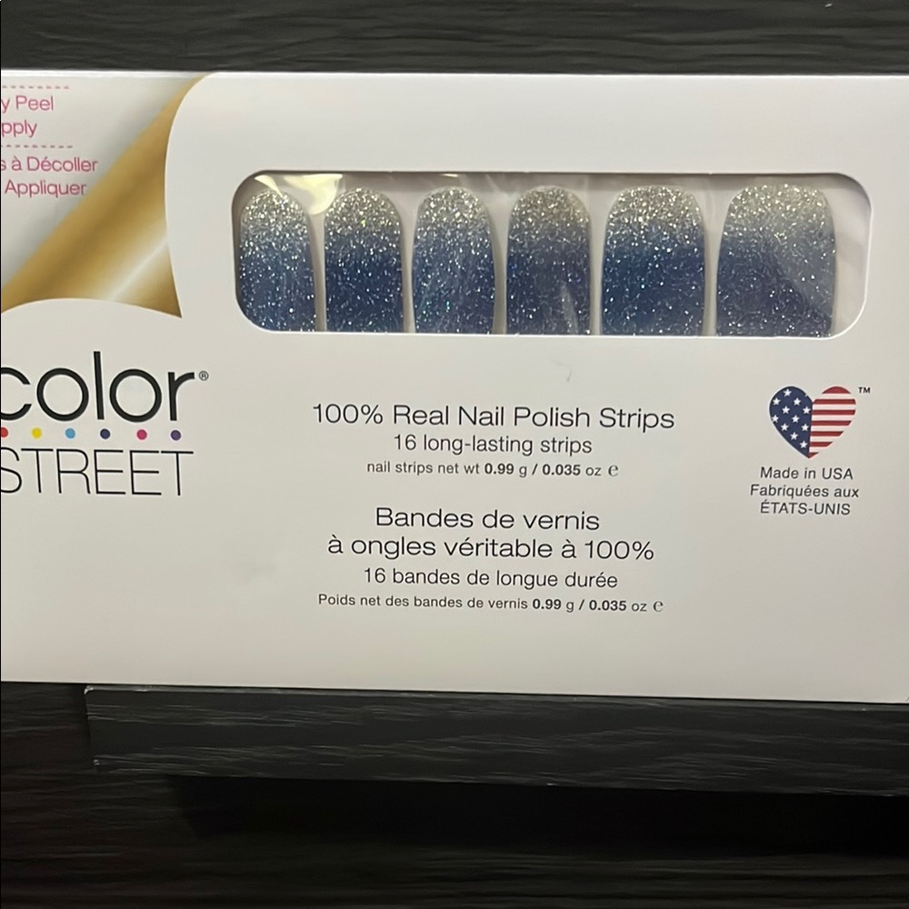 Color Street Glittering Blue Nail Strips Arctic Evening